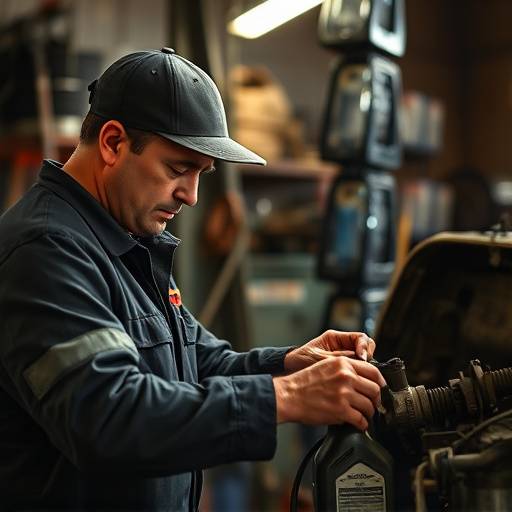 Mechanic performing an oil change