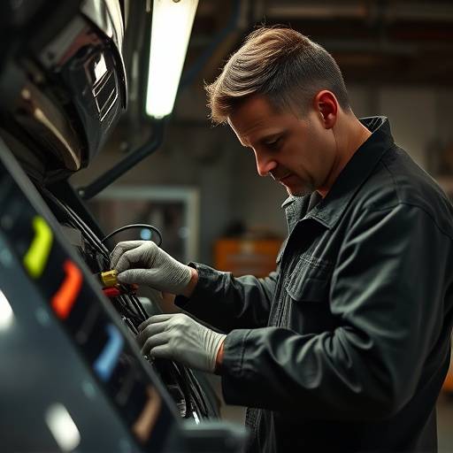 Mechanic working on the electrical system of a car