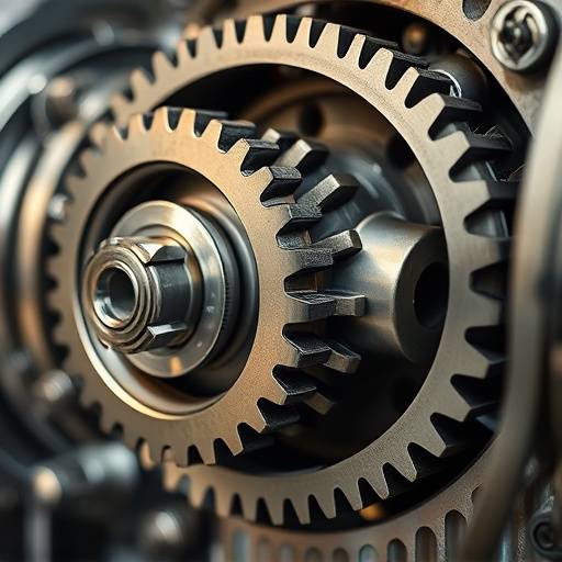Transmission gears being inspected